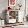 Kitchen Island Cart with Storage Cabinet and Two Locking Wheels,Solid wood desktop,Microwave cabinet