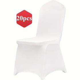 20 /30-pieces, white chair cover polyester spandex chair cover elastic slip cover, for wedding, party, dining banquet flat front chair cover (Quantity: 20pcs)