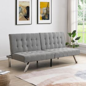 WOOD FRAME, STAINLESS LEG, FUTON, SOFA BED (Color: Grey)