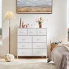 Dresser for Bedroom with 9 Fabric Drawers, Tall Chest Organizer Units for Clothing, Closet, Storage Tower with Cabinet, Metal Frame, Wooden Top