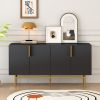 Modern Elegant 4-door Sideboard Gold Metal Handle Buffet Cabinet for Dining Room,Living Room,Bedroom,Hallway