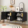 Modern Elegant 4-door Sideboard Gold Metal Handle Buffet Cabinet for Dining Room,Living Room,Bedroom,Hallway