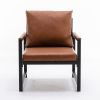 Modern Faux Leather Accent Chair with Black Powder Coated Metal Frame, Single Sofa for Living Room Bedroom