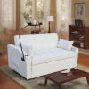 Modern Velvet Loveseat Futon Sofa Couch w/Pullout Bed,Small Love Seat Lounge Sofa with adjustable Reclining Backrest,Toss Pillows, Pockets