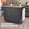 VEVOR Kitchen Island Cart Rolling Storage Cabinet on Wheel with Drawer & Shelves