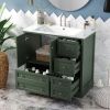 36 inch Bathroom Vanity with Sink, Solid Wood Freestanding Bathroom Vanities with 4 Storage Drawers and Shelf, Soft Closing Doors