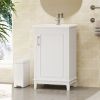 20 Inch Modern Small Bathroom Vanity Cabinet With Ceramic Basin- 20*15.5*33.3 Inches,Ample Storage,1 Soft-Close Door