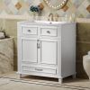 30'' Bathroom Vanity with Resin Sink,Solid Wood Frame Bathroom Storage Cabinet with Soft Closing Doors,Retro Style