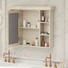 35'' x 28'' Wall Mounted Bathroom Storage Cabinet with Mirror Door, Modern Bathroom Wall Cabinet with Mirror, Medicine Cabinet with 6 Open Shelves