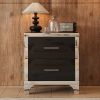 Elegant High Gloss Nightstand with Metal Handle,Mirrored Bedside Table with 2 Drawers for Bedroom,Living Room