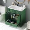 30'' Bathroom Vanity with Resin Sink,Solid Wood Frame Bathroom Storage Cabinet with Soft Closing Doors,Retro Style