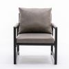 Modern Faux Leather Accent Chair with Black Powder Coated Metal Frame, Single Sofa for Living Room Bedroom