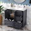 36 inch Bathroom Vanity with Sink, Solid Wood Freestanding Bathroom Vanities with 4 Storage Drawers and Shelf, Soft Closing Doors