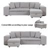 104.5" Pull Out Sleeper Sofa Reversible L-Shape 3 Seat Sectional Couch with Storage Chaise and 2 Stools for Living Room Furniture Set