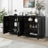 Sideboard with 4 Doors Large Storage Space Buffet Cabinet with Adjustable Shelves and Silver Handles for Kitchen,Dining Room,Living Room