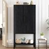 U_STYLE Sophisticated Oak Veneer Cabinet with multiple storage functions,Suitable for Study,Entryway, Hallway, Living Room, Foyer