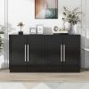 Sideboard with 4 Doors Large Storage Space Buffet Cabinet with Adjustable Shelves and Silver Handles for Kitchen,Dining Room,Living Room