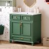 30'' Bathroom Vanity with Resin Sink,Solid Wood Frame Bathroom Storage Cabinet with Soft Closing Doors,Retro Style