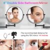 8-inch Wall Mounted Makeup Vanity Mirror, Height Adjustable, 1X / 10X Magnification Mirror, 360° Swivel with Extension Arm