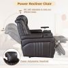 PU Leather Power Recliner Home Theater Recliner with Power Adjustable Headrest, Wireless Charging Device, USB Port, Storage Arms